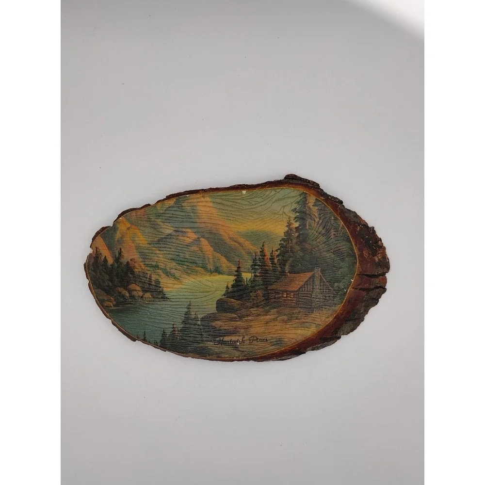 Vintage Hartwick Pines Live Wood Cabin In The Woods Plaque